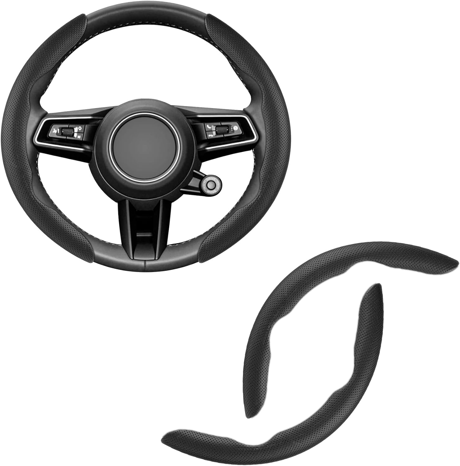 AUTOMASH Car Steering Wheel Grip Cover for Baleno 2026 Year Onwards All Models of Suzukii Car Universal Anti-Slip Steering Wheel Grip Cover (Leather Black)-image-7