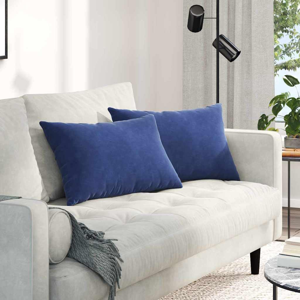 Coppia Cuscini per Divano Blu Polizia 60x40 cm Tessuto a Coste | Cuscini decorativi morbidi e sfoderabili con cerniera, ideali per arredare il soggiorno o la camera da letto.