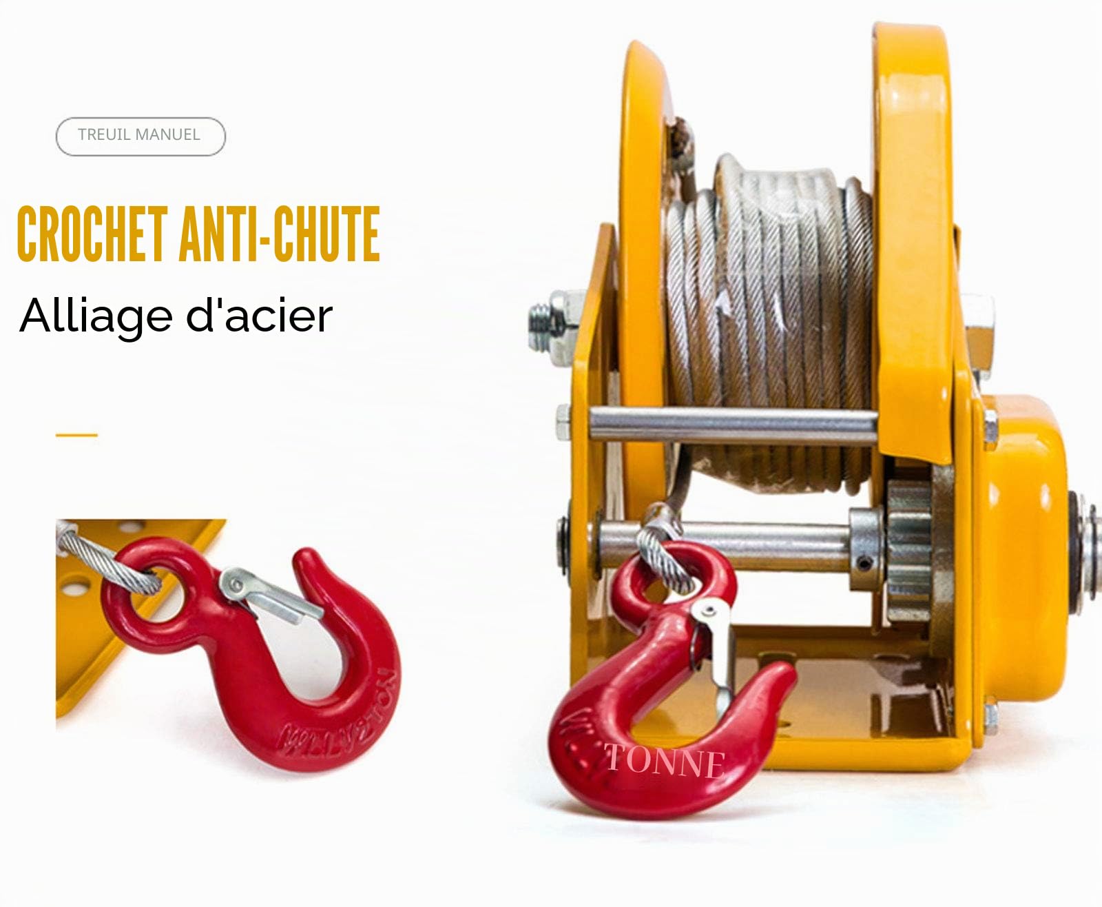 LXYYSG Treuil Manuel Robuste, Treuil de Halage Autofreiné Multifonction La Coque en Acier Protège Le Cliquet Interne, Treuil Main pour Remorques de Bateau Camions Auto