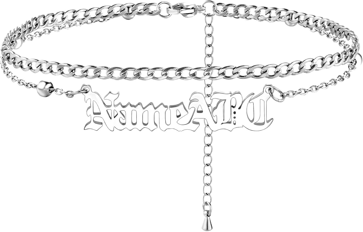 MeMeDIY Personalized Anklets for Women Stainless Steel Ankle Chain Bracelets Name Anklet Custom Beach Anklet Bracelets Adjustable Anklet for Girlfriend Best Friend