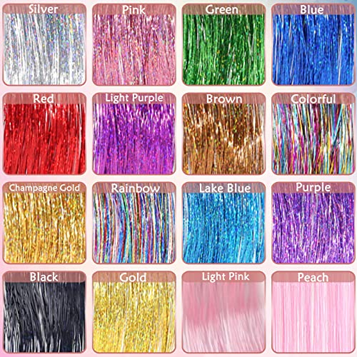 Hair Tinsel Kit (48 Inch, 16 Colors, 4800 Strands), Glitter Tinsel Hair Extensions With Tools - Fairy Hair Tinsel Heat Resistant Accessories For Women Girls Kids #TOP1