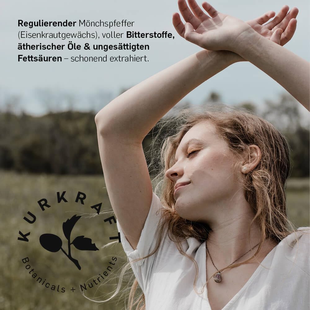 KURKRAFT BIO Mönchspfeffer Kapseln hochdosiert (4:1 Extrakt) - besonders kleine Kapseln - Echter Bio Vitex Agnus Castus - aus ökologischer Landwirtschaft - sorgfältig in Deutschland produziert