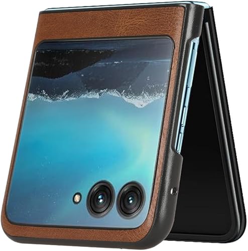 Miniatura 5 de Funda para Motorola Razr+ (2023), Motorola Razr 40 Ultra, cubierta trasera de cuero flexible ultra delgada con soporte para muñeca de metal para