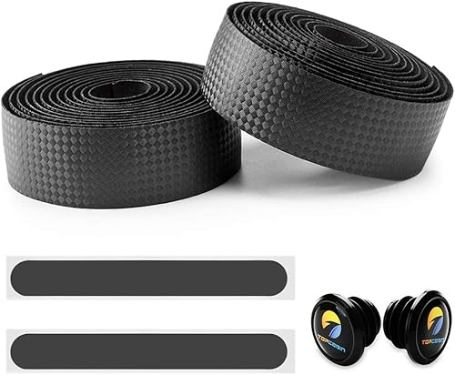 Cinta de barra de bicicleta de fibra de carbono, venas cómodas, cinta de manillar de bicicleta de carretera EVA con tapones de barra reflectantes