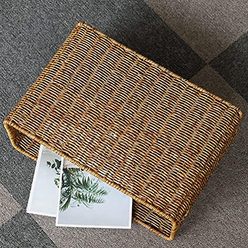 Angoily-Woven-Magazine-Holder-Magazine-Wicker-Basket-Natural-Narrow-Rattan-Magazine-Holder-Magazine-Storage-Basket-Bin-for-Home-Office