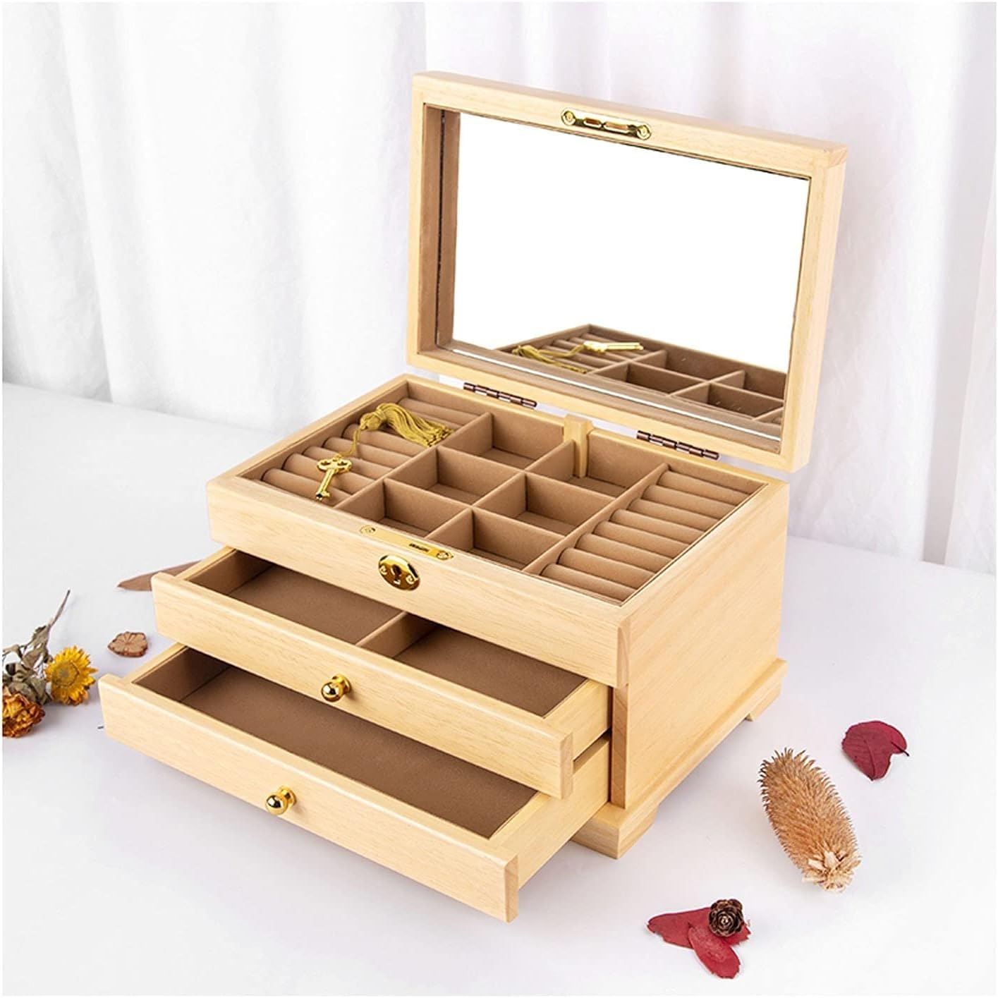 Organizador de Joyas, Caja de Almacenamiento para Relojes, Vitrina para Pendientes, Anillos y Collares.