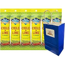 Snack Pack Diamond Almonds Chile 'n Lime 6 Count 1.5 oz Bags Spicy Bold Flavor Nuts in 5.25x3.2x8 Blue Gift Paper Bag Crunchy Protein Snack for Travel, Office