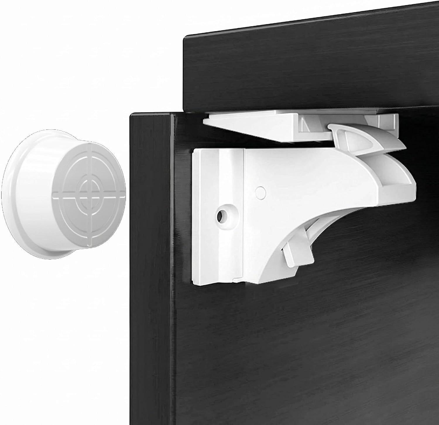 2 Pack Magnetic Cabinet Locks Baby Proofing Child Safety Cupboard Drawer Latches. (Includes Spare Adhesive for Reinforcement)