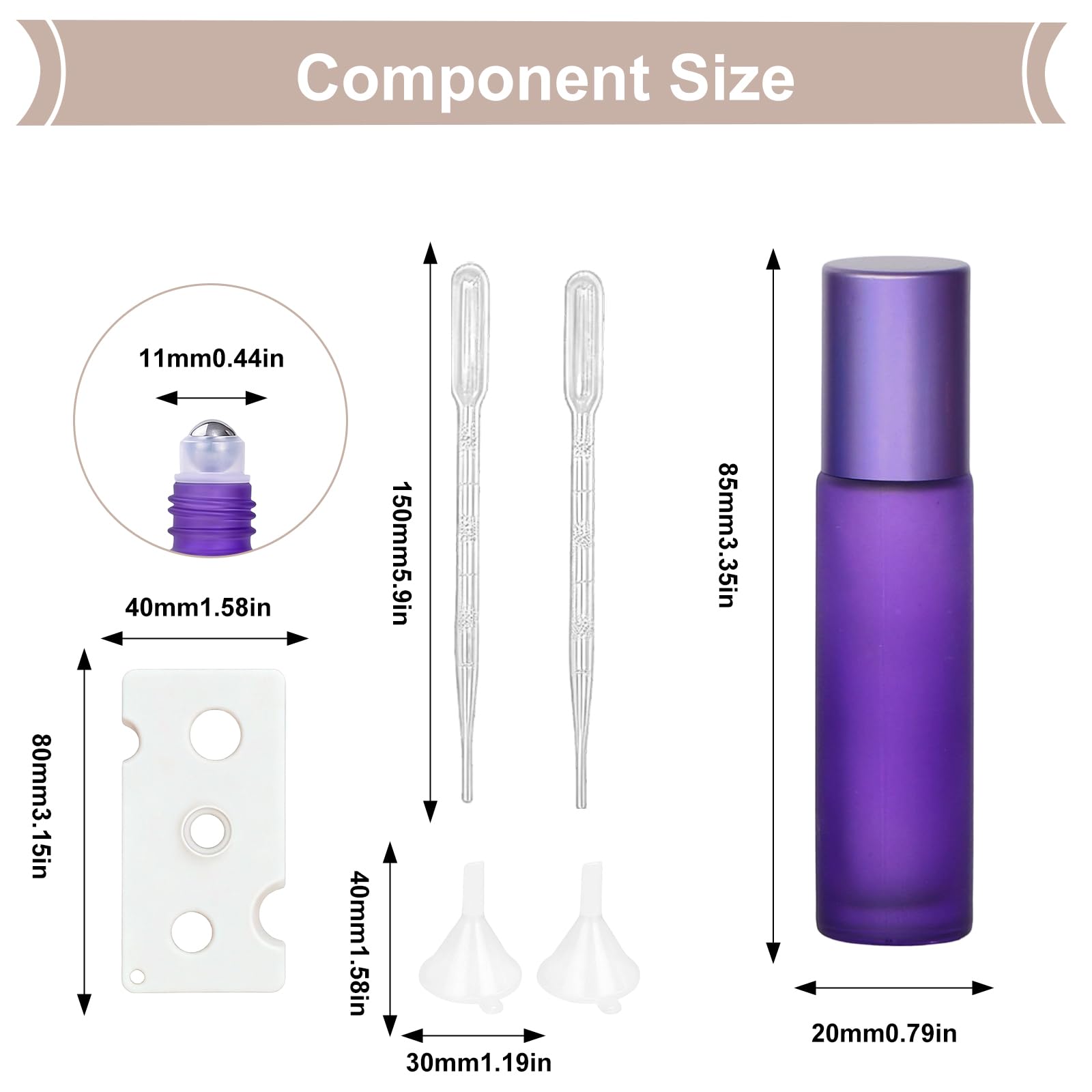 Bottiglie Flaconcini Vuoti per Oli Essenziali, 16 Pz 10ml, Flaconi in Vetro Satinato Colorato con Sfera in Acciaio Inossidabile, Perfetti per Aromaterapia, Profumo e Massaggio