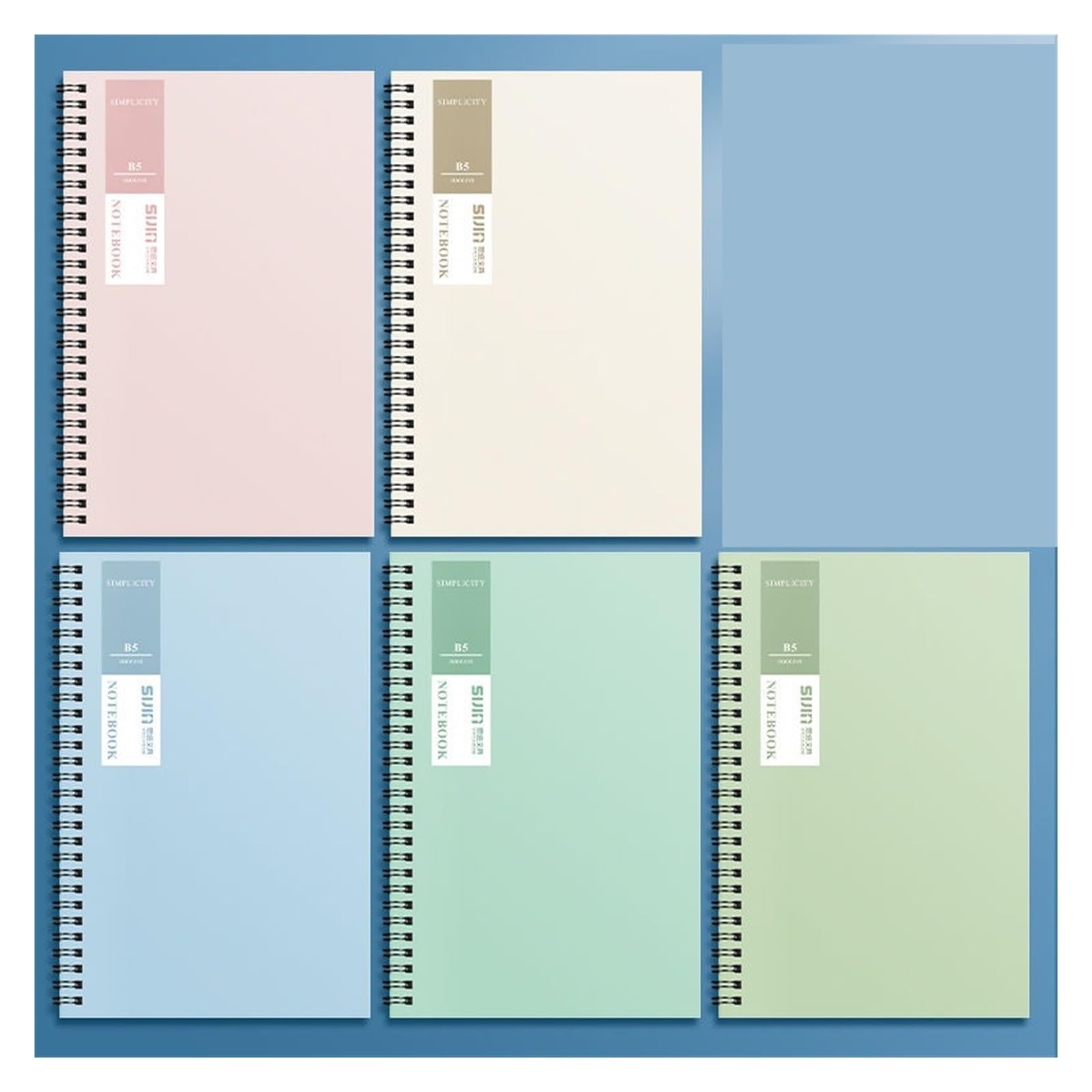 quaderni spirale 5 pezzi 120 pagine vintage A5/B5 quaderno diario memo design a spirale cancelleria for studenti forniture for ufficio(A5 Morandi)