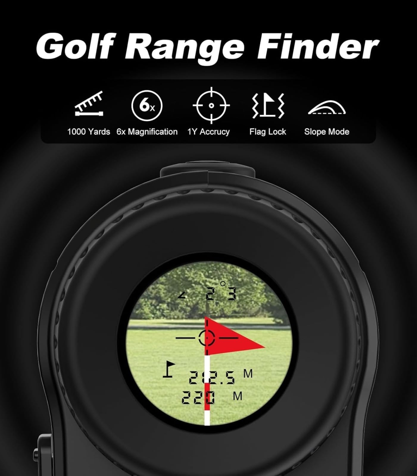 Telemetro da golf con interruttore di pendenza e blocco bandiera, ingrandimento 6x, portata 910 metri, alta precisione, risposta rapida 0,5 s, per torneo di golf e pratica