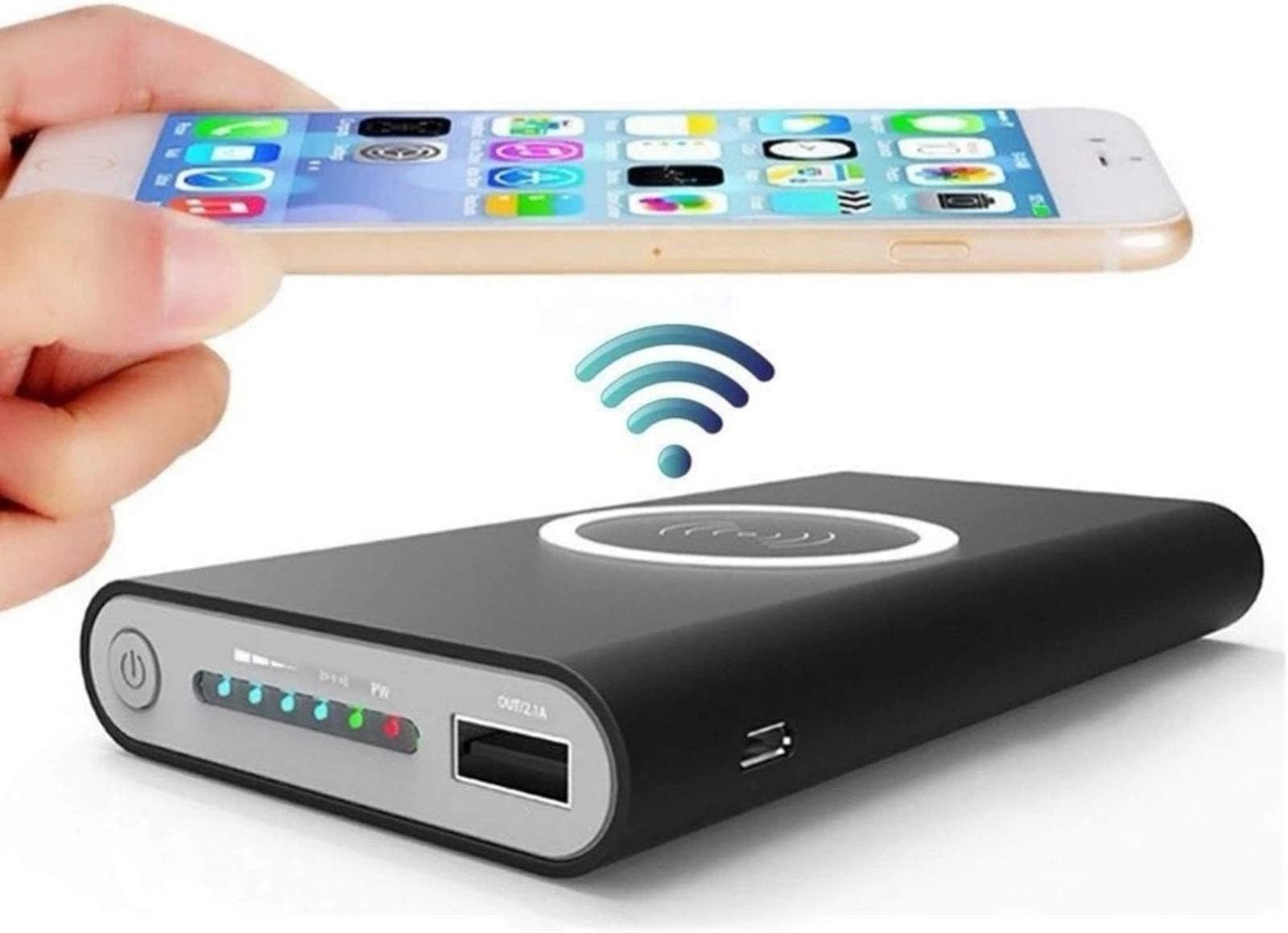 power bank fast charging,Qi Wireless Power Bank USB Output LED Power Bank 10000Mah,Black