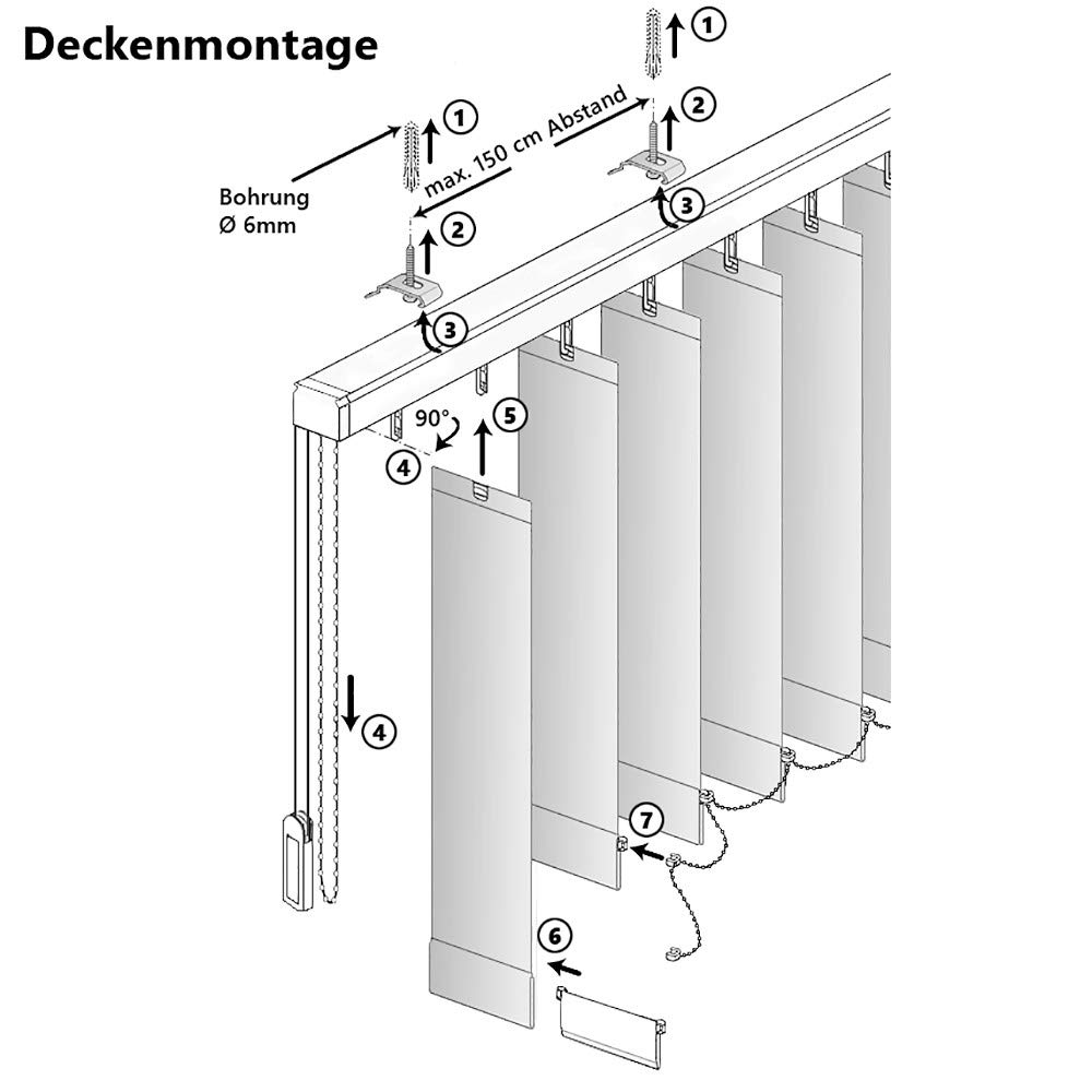 Sonnenschutz-HH® - Lamellenvorhang weiß lichtdurchlässig - Breite 200 cm x 205 cm Höhe - Lamellenbreite 127mm Vertikaljalousie Vertikalanlage Schiebevorhang