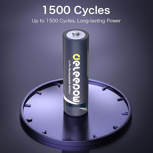 Miniatura 3 de Deleepow Baterías AA recargables, baterías de litio de 3500 mWh 1.5 V AA recargables, 4 baterías recargables de litio tamaño AA con cargador, más de