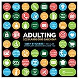 TF PUBLISHING - 2022 Big Grid - Adulting Wall Calendar - Home and Office Organizer - Large Monthly Grid Space & Notes Section - Bonus Months - 12'x12'