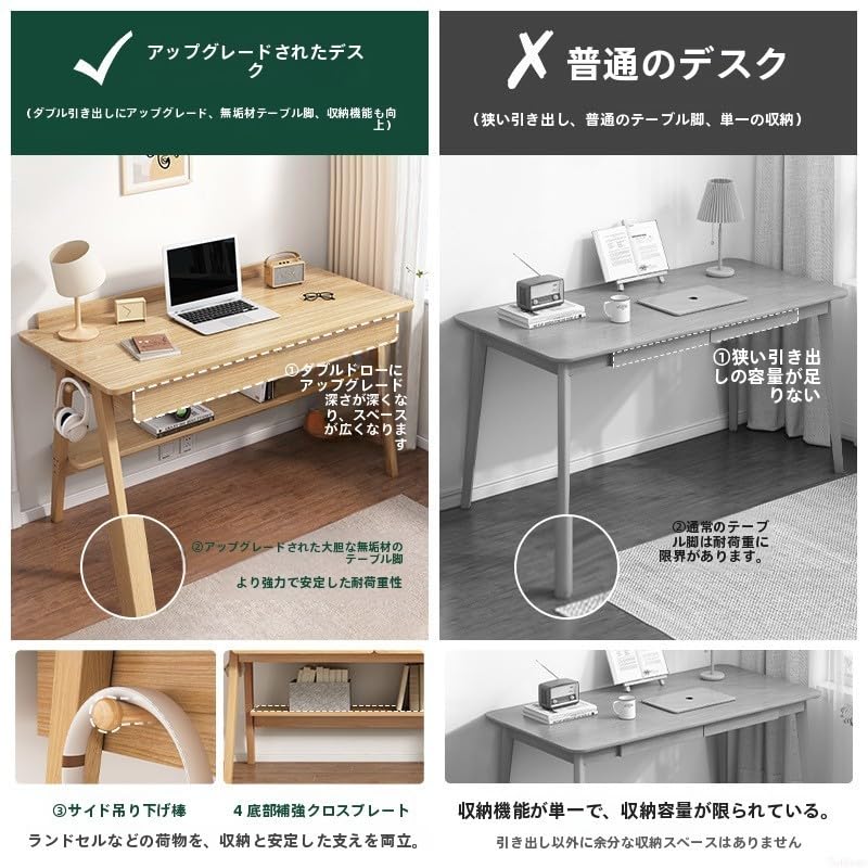 Amazon | コンピューターテーブル ライティングデスク 棚付き引き出し2