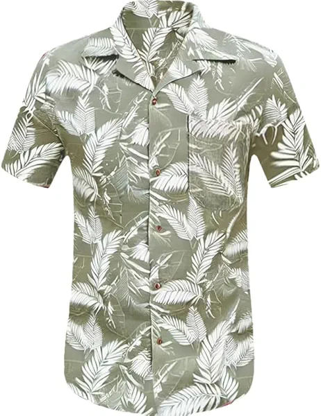 Men's Hawaiian Shirt Funky Blue Beach Printed Tropical Beach Shirt Casual Button Down Short Sleeve Floral Shirts Tops