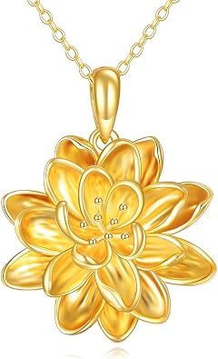 KECHO 14K Gold Lotus Necklace Gifts for Women Lotus Flower Pendant Jewelrylotus