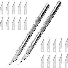 2Pcs Ensemble Scalpel, Precision Cutter Scalpel avec 20 lames, Couteau pour Loisirs Créatifs, Cutter de précisioncouteau artisanal pour l'artisanat Découpe de Travail d'art Bricolage Sculpture