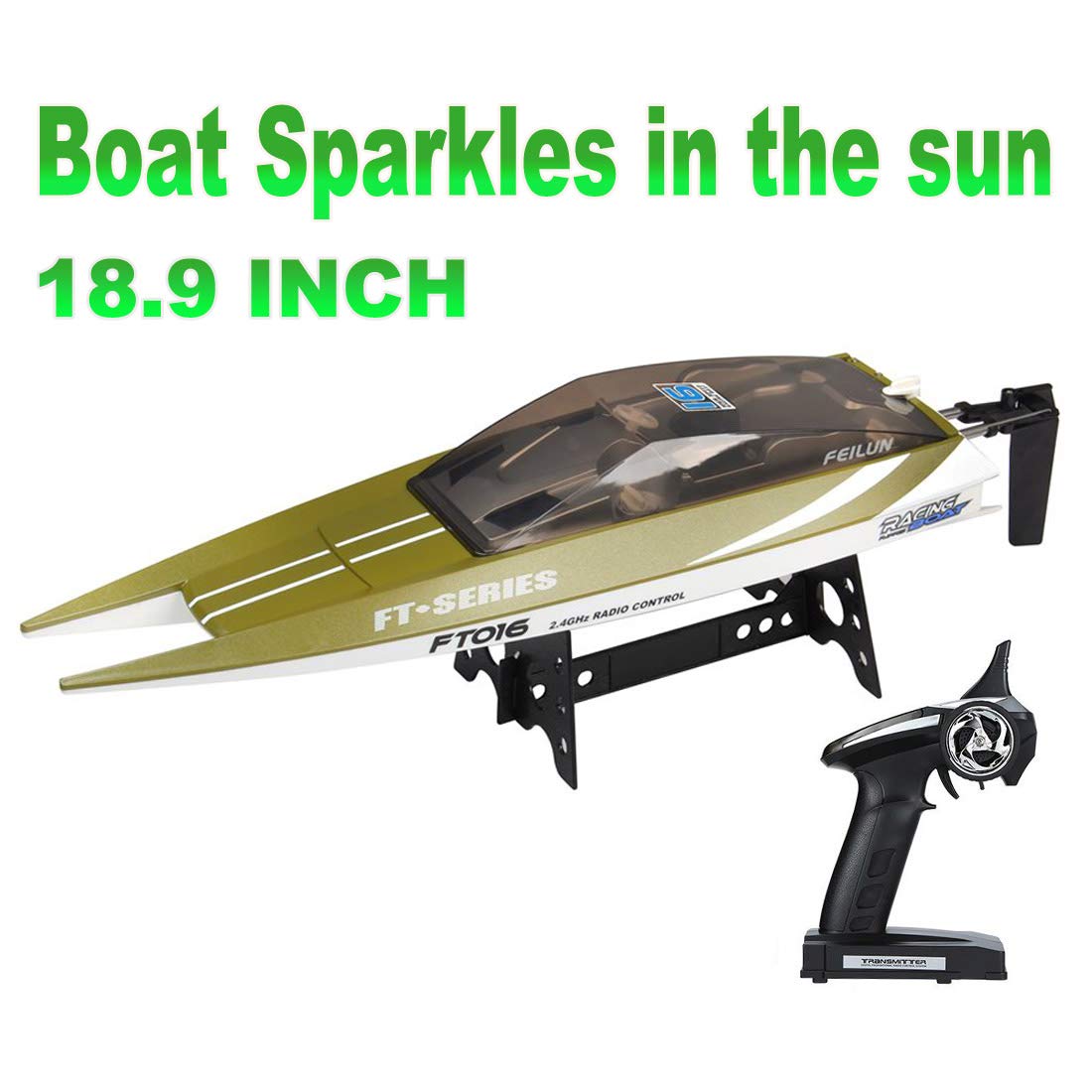 Feilun FT016 Remote Control Boat Watercraft 18.9 Inch RC Race High Speed 30KM/H Auto Water Cool Syst