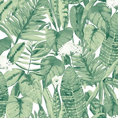 Tempaper Jungle Green Tropical Removable Peel and Stick Wallpaper, 20.5 in X 16.5 ft, Made in the USA