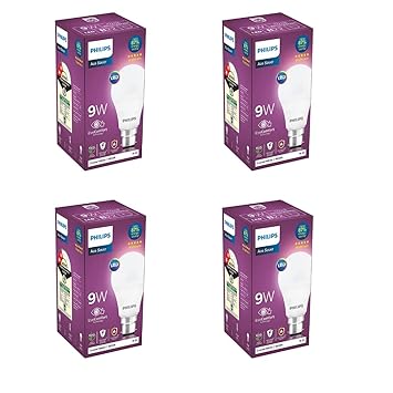 Philips Ace Saver 9 Watt LED Bulb, Base B22 (Cool Day Light), Pack of 4