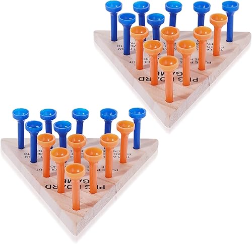 Miniatura 3 de Thinp 2 paquetes de juegos de clavijas triangulares de madera, juegos de mesa triangulares de madera, juego de mesa familiar, juego de estrategia,