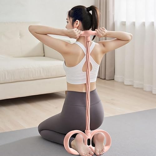 Miniatura 8 de Pedal Resistance Band, 6-Tube Elastic Fitness Trainer, 60x29cm, Home Workout Equipment, Pilates Exercise Band, Non-Slip Foam Handle, for Yoga