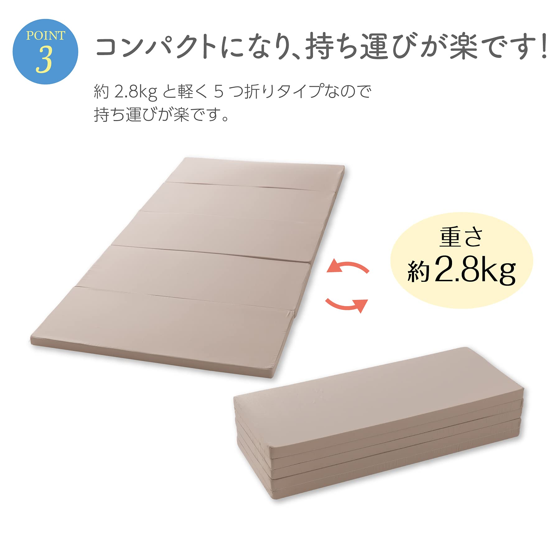 アーケム 5折 硬質 バランス マットレス ベージュ RU5413BEG ブリヂストン マットレス（インテリア・寝具・収納）の通販