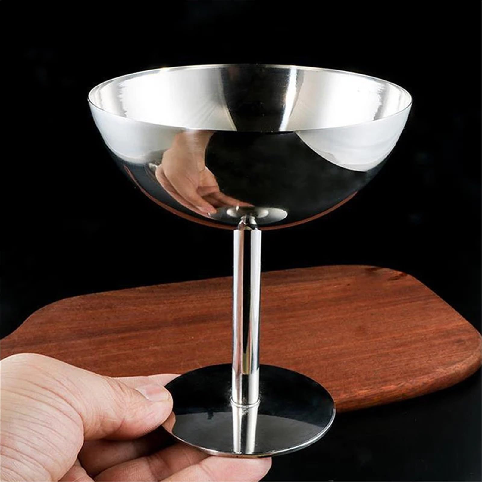 Coppe Gelato 2 Pezzi di Tazza in Acciaio Inossidabile for Gelato, insalatiera, Piatto di Frutta, Piatto for Snack, Forniture for Bar KTV per Dessert(Silver1)