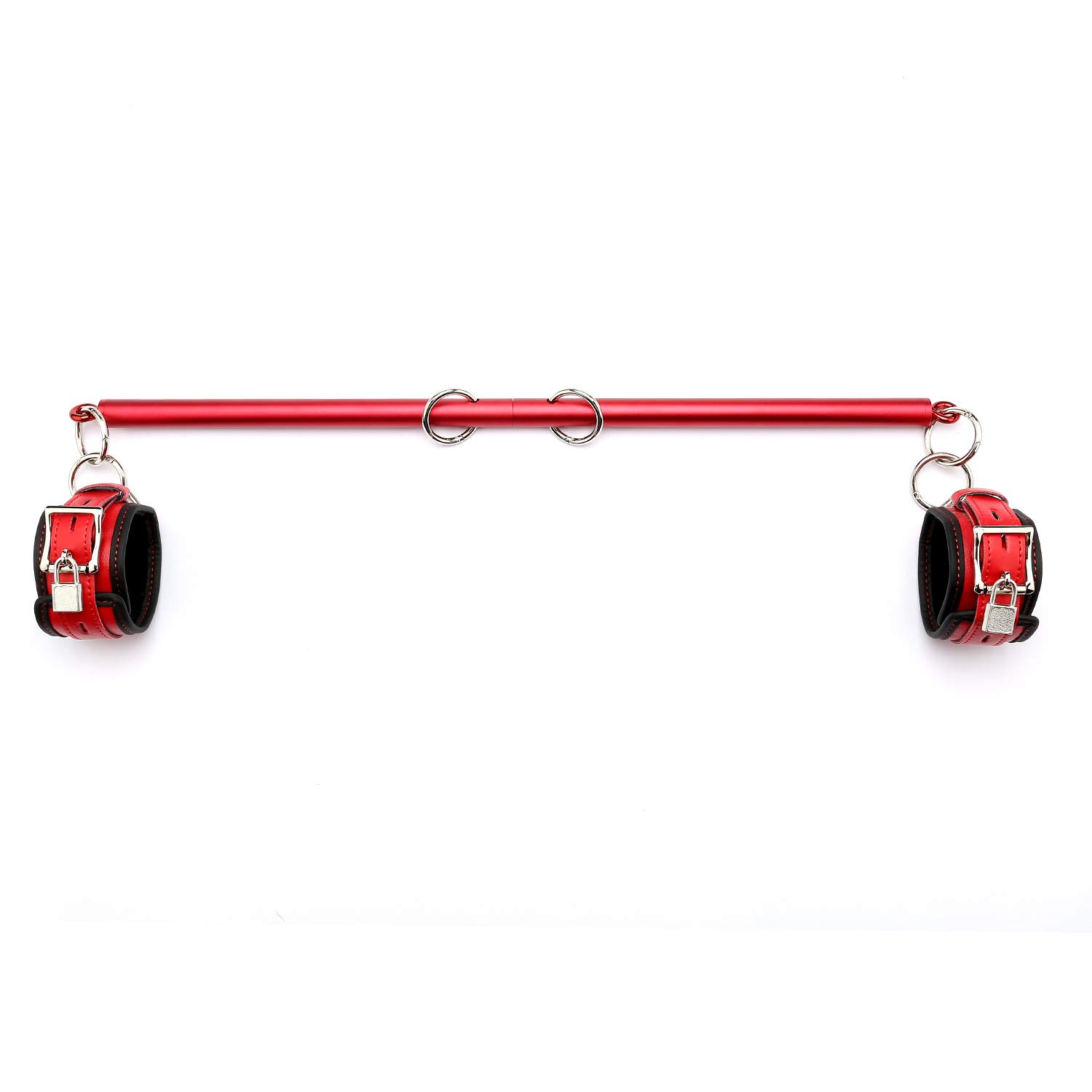 EXREIZST Black Spreader Bar with 2 Red Straps Adjustable Kit for Home Gyms Sports (Black and Red)