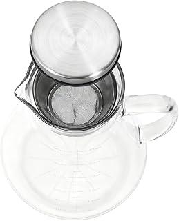 Generic Cold Brew Coffee Maker Stainless Steel Filter Borosilicate Glass Jug for Ice Fruit Lemonade Fruit Tea 10.24x2.87x3.54in (1600ml)