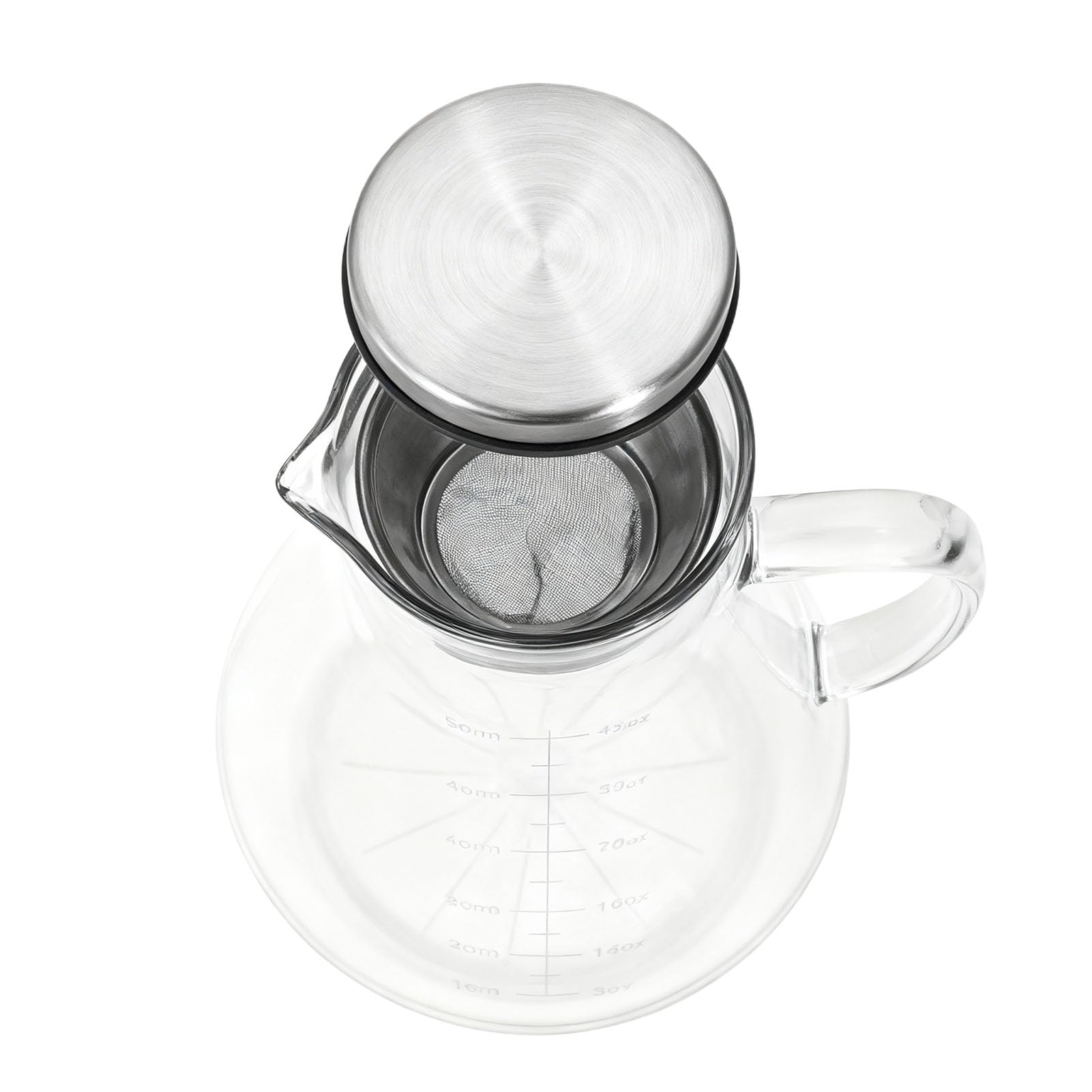 Cafetière à Infusion à Froid en Acier Inoxydable Pichet Verre Borosilicate 1600ML