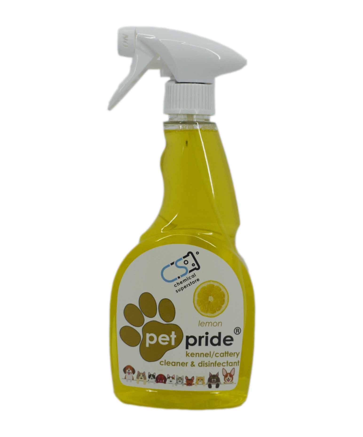 Pet Pride Disinfectant Ready to Spray Cleaner Deodoriser - Paw Friendly 500ml (Lemon)