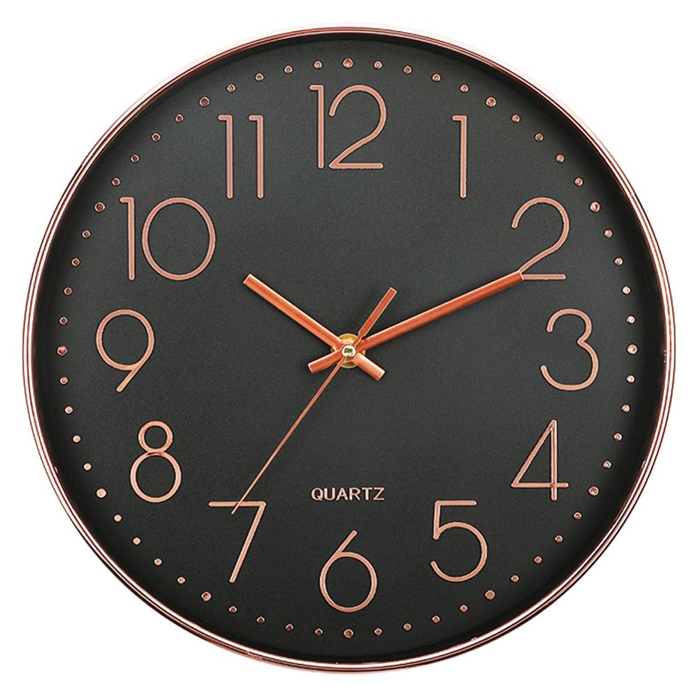 LONBUYS 12 Inch Silent Non-Ticking Wall Clock, Black Frame