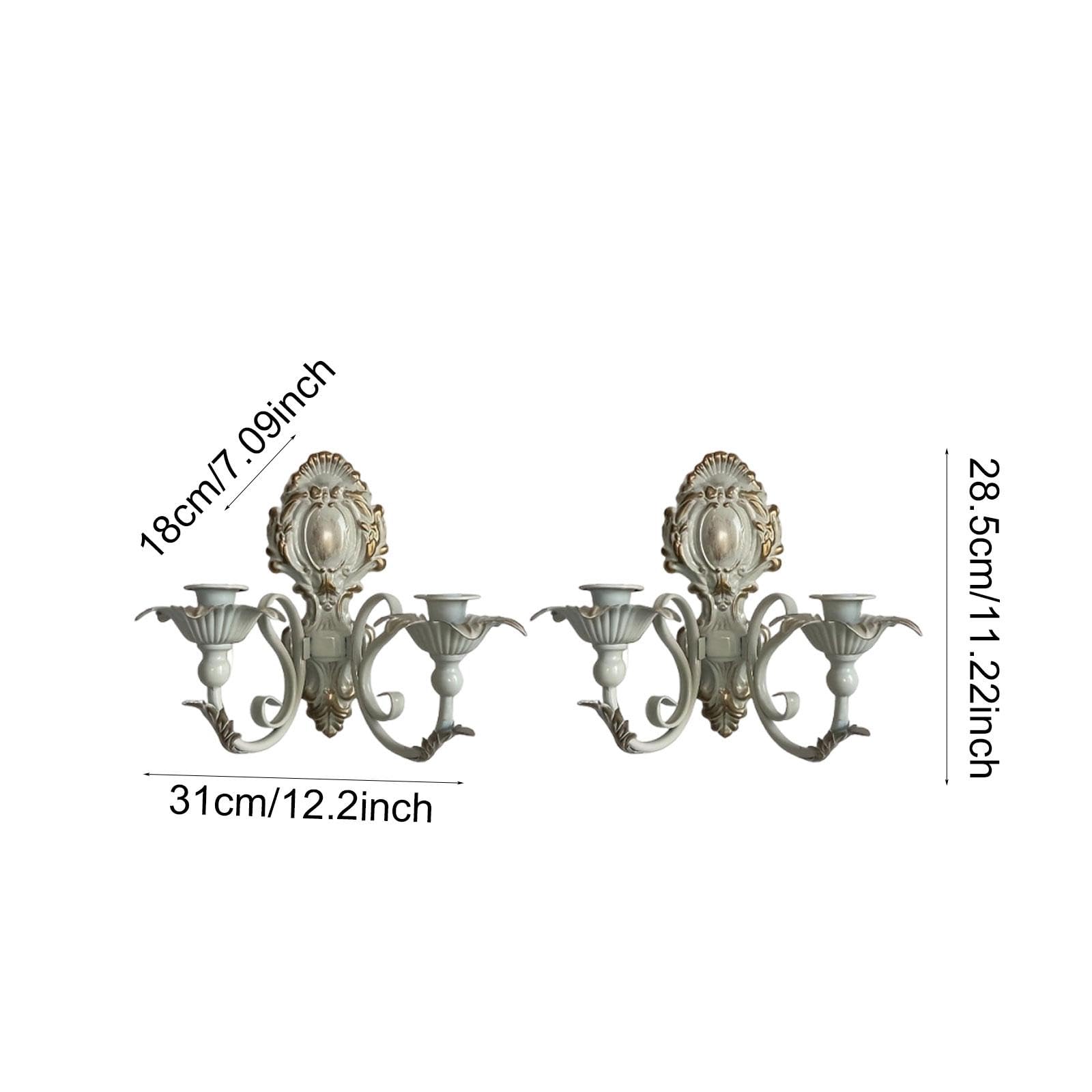 2 Piezas Apliques de Pared para Velas Portavelas Colgante Retro Soporte Hierro Forjado Diseño Nórdico Funcional Adecuado para Dormit, Blanco, Individual