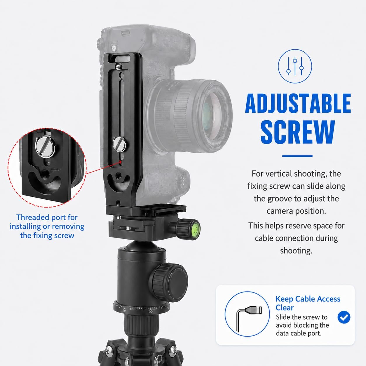 DSLR Camera L-Bracket, Vertical & Horizontal Switching Quick Release Plate, Compatible with Canon Nikon Sony DJI Osmo Ronin Zhiyun Stabilizer, Tripod & Monopod