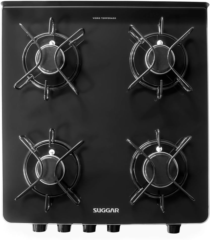 Fogão Suggar Cook Glass 4 Queimadores Mesa Vidro Preto Bivolt FGVCG410PT Fogão Suggar Cook Glass 4 Queimadores Mesa Vidro Preto Bivolt FGVCG410PT