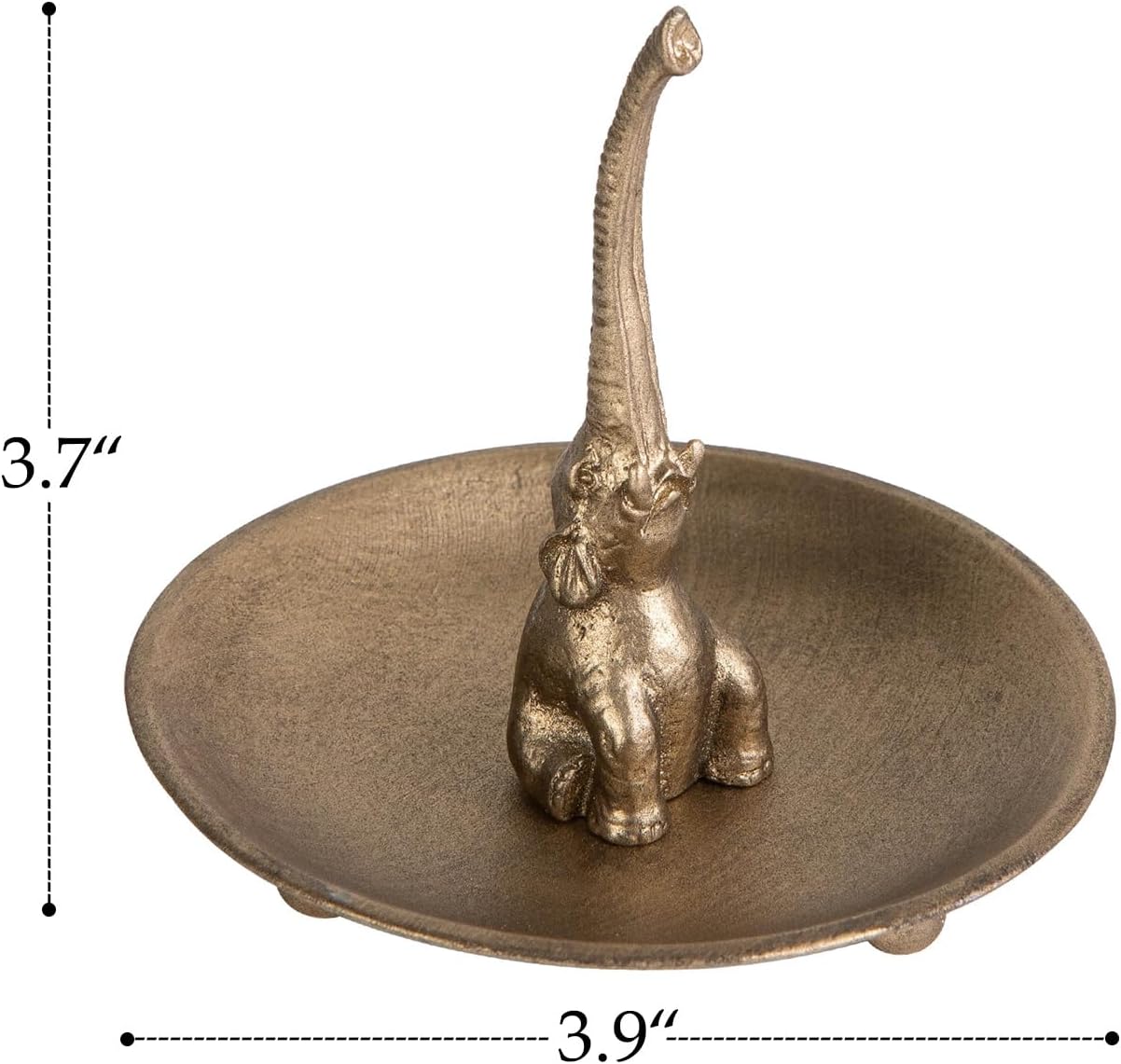 NIKKY HOME Vintage Gold Ring Holder Jewelry Dish, Good Luck Elephant Trinket Display Decorative Metal Tray Bowl Classy Birthday Gifts for Women