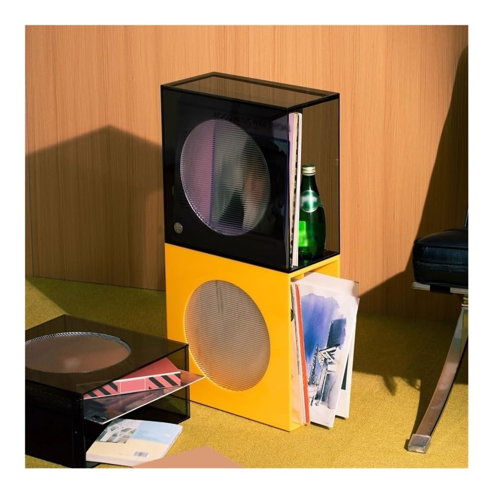 Stojak na płyty CD Regał do przechowywania płyt winylowych Akrylowe pudełko na albumy CD do sypialni na blacie salonu(Orange)