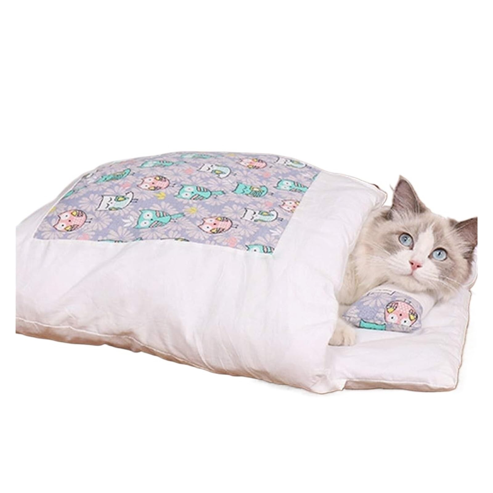 Sac de couchage chat avec lit rond chaud aux bords surélevés apaisants