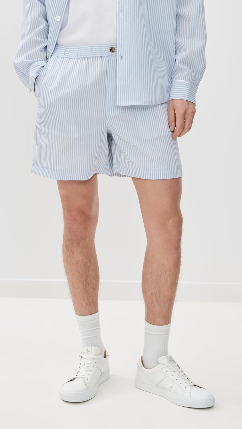 FRAME Men's Blue Striped Shorts 5.5" - Image 2