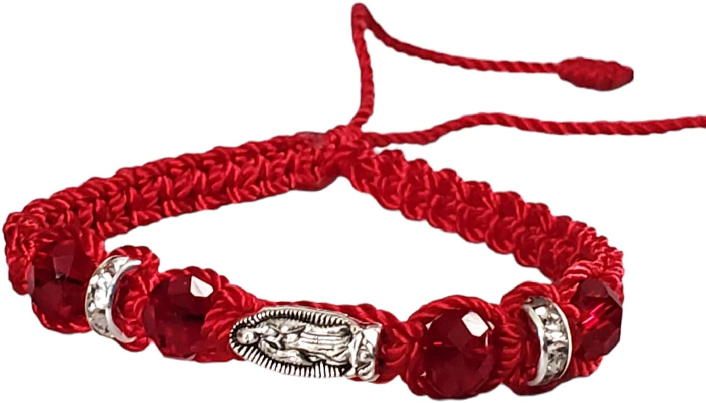 Virgin Mary Medal Adjustable Red String Bracelet Virgen la Milagrosa, virgen de guadalupe bracelet Jewelry virgen de guadalupe catholic our lady virgencita (Red) - Image 3