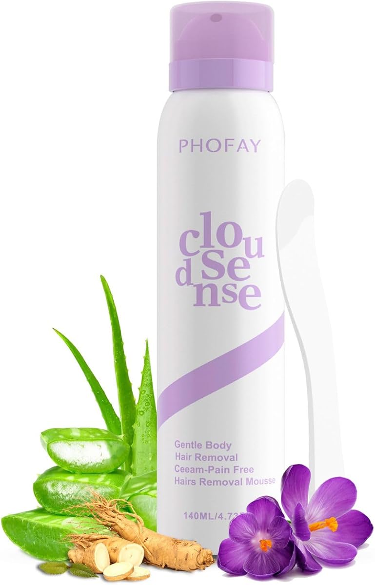 PHOFAY Smooth Hair Removal Cream for Women and Men Body hair removal spray | Sensitive Skin Fast-Acting Aloe Hyaluronic Acid Cloudsense Hair Removal Spray Dermatologist-Recommended (1, Depilatory Cream)