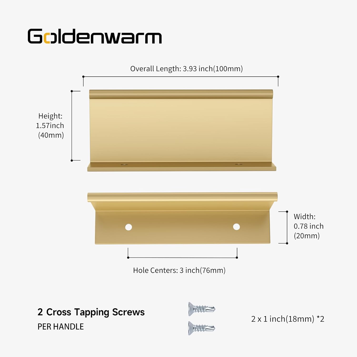 goldenwarm 10 Pack Gold Finger Edge Pulls Drawer Finger Pulls Champagne Gold Kitchen Hardware Handles Bedroom Dresser Drawers,3in Hole Center