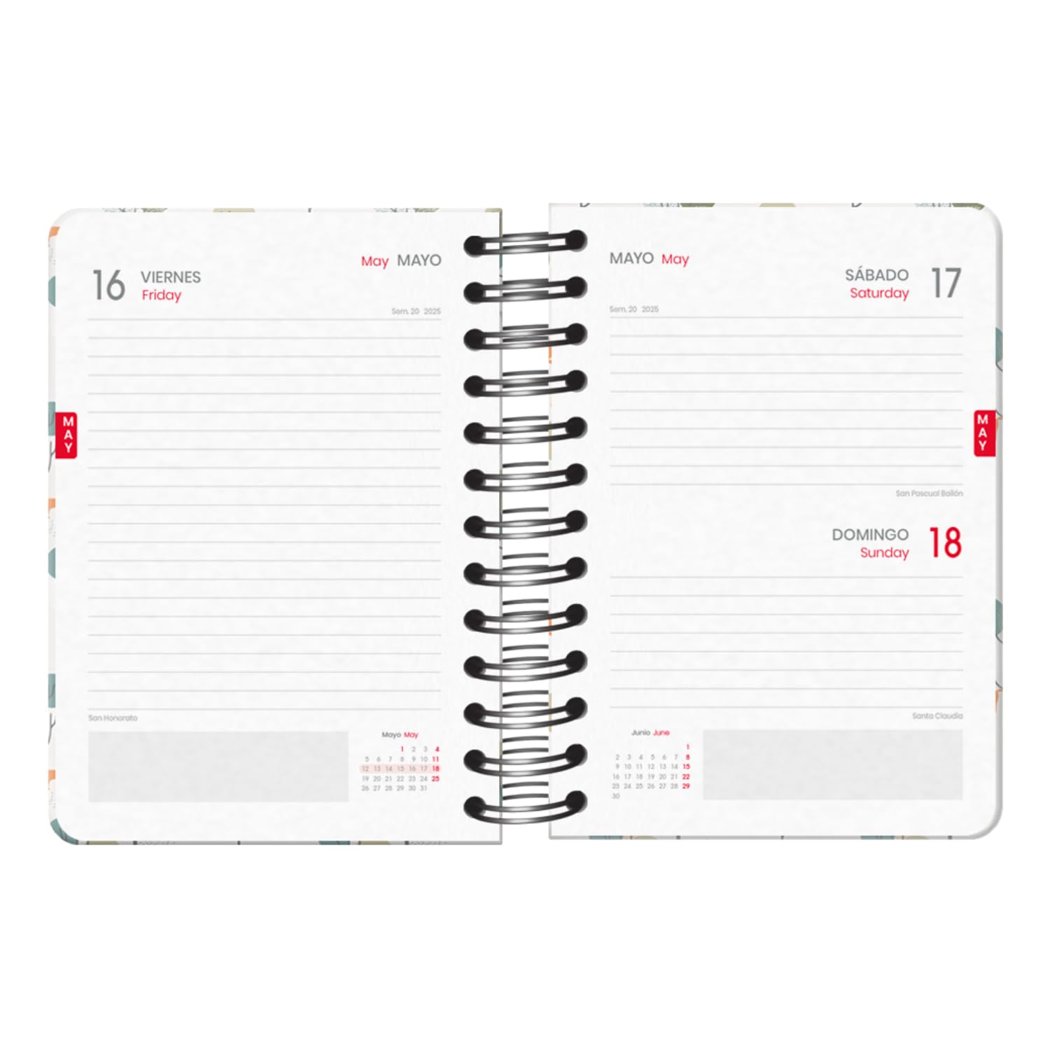Dohe, School Diary 2024 2025, Day by Page, Size A6 (12 x 17 cm), Ring Closure and Rubber, Spanish and English - Image 2