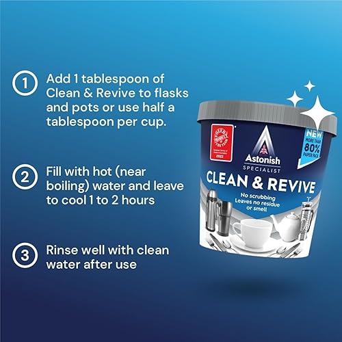 Miniatura 4 de Astonish Specialist Clean & Revive - Polvo espumoso para teteras, tazas de café y acero inoxidable, sin frotar, sin residuos (12.35 onzas (paquete