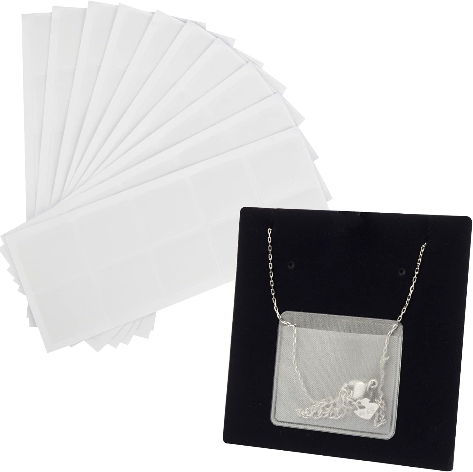 Necklace Chain Adhesive Pouch for Necklace Display Cards, Self-Adhesive Necklace Chain Pockets Clear Jewelry Bags Necklace Chain Pouch to Hold Loose Chain Jewelry Supplies (100 pcs)
