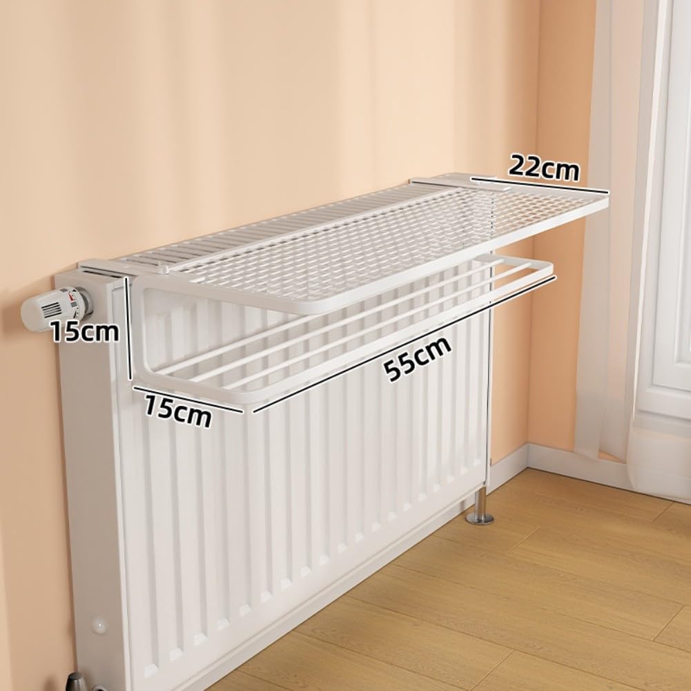 Verstellbares zweilagiges Heizkörper-Trockengestell für Kleidung und Schuhe, rostbeständig, hohe Kapazität, 20 kg Traglast, für Zuhause, Badezimmer, Küche, Wohnzimmer (35 cm, weiß)
