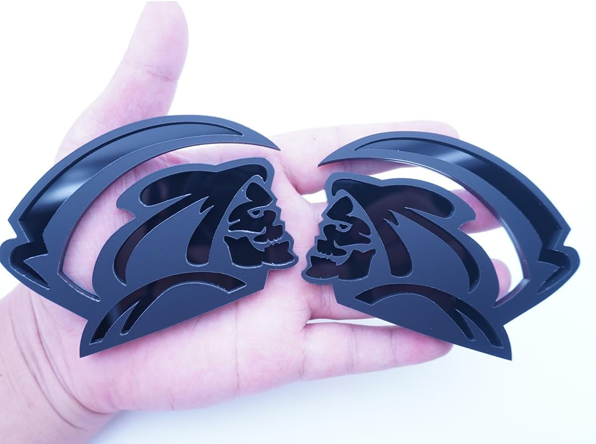 Pair Set Reaper Car Emblem 3D Badge Custom New Decal Replacement for Universal Car Vehicle, Truck, Motorcycle Door Window Decoration (Black)